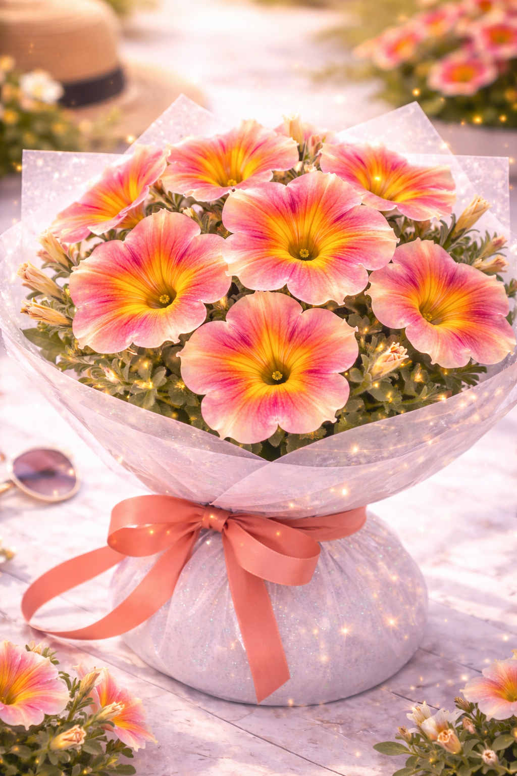 Solar Flare arrangement glowing with warm light