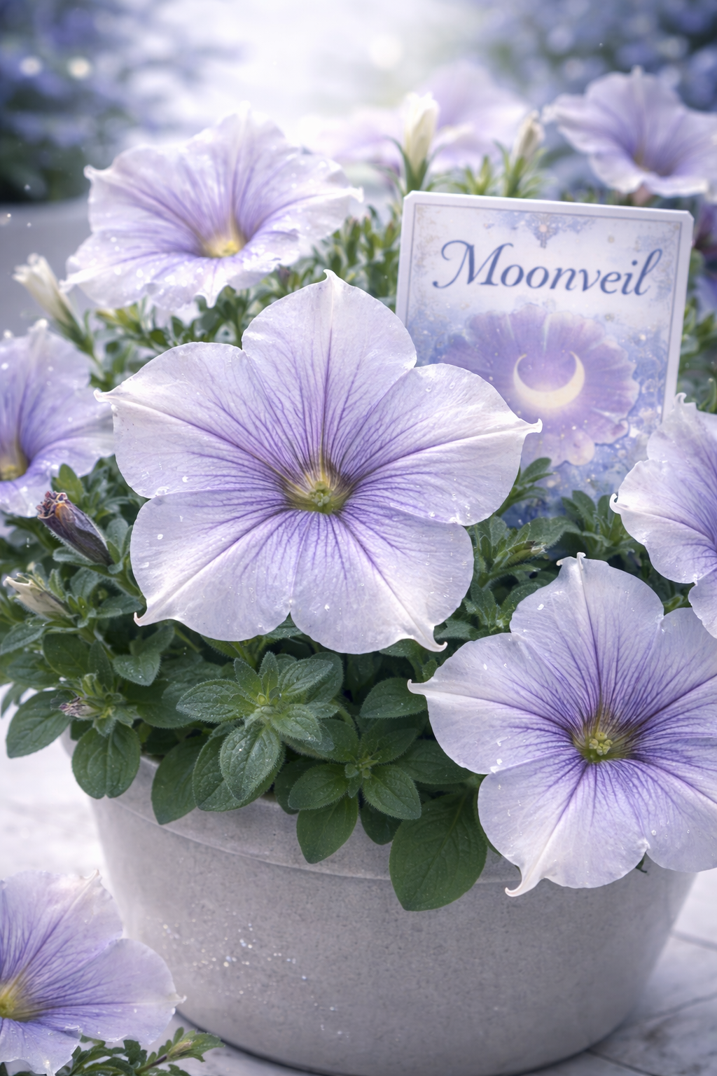 Moonveil arrangement with glowing petals